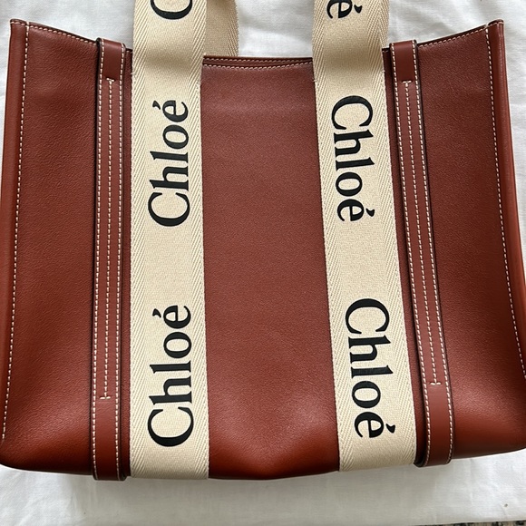 Chloe Brown Tote Bag with Cream Straps - Picture 12 of 16